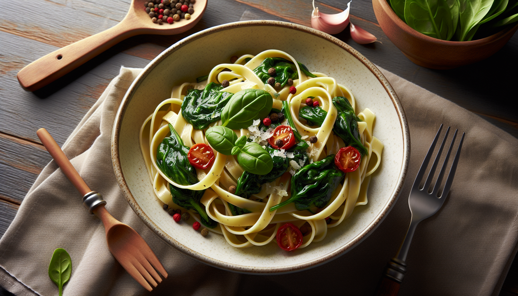 Pasta con spinaci